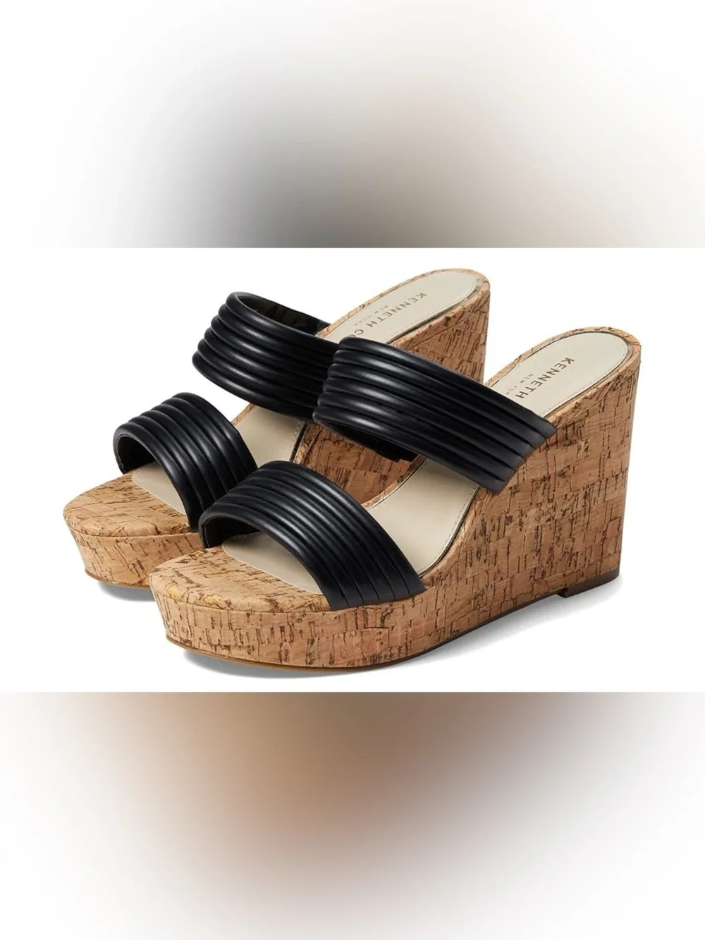 Kenneth Cole New York Cailyn Cork Wedge Sandal in Black - Size 8 (NIB)
